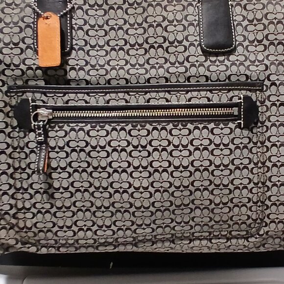 Coach Monogram Signature Diaper Bag Voyager Black Gray F0926-F13813 Signature C - Picture 7 of 16